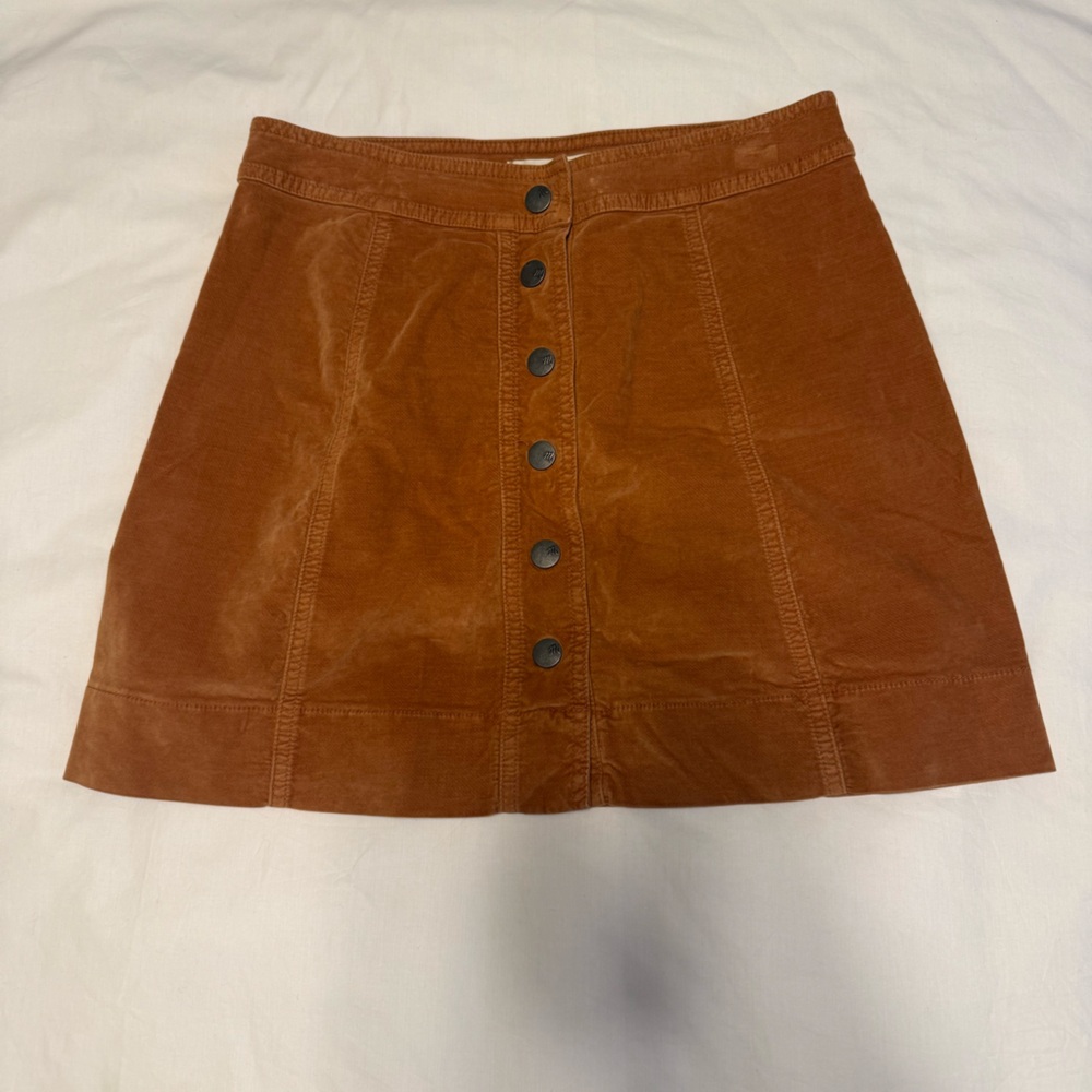 Madewell Rust Brown Button-Front Mini Skirt